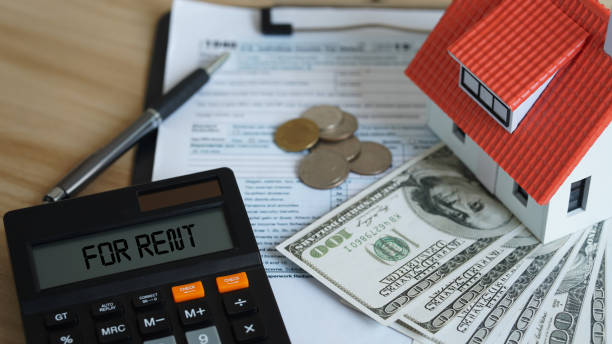 Rental property background ,mortgage loading and calculator property document concept.