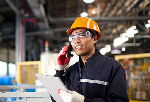 Industrial engineer on the phone