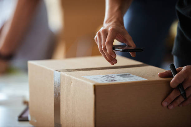 Shipping company people working in office.