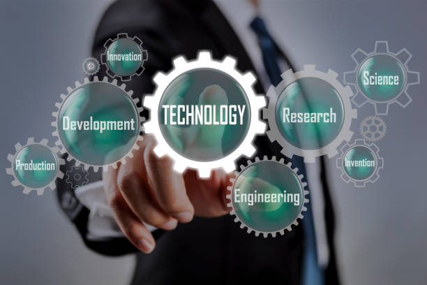 Technology concept presented by a researcher on a digital screen